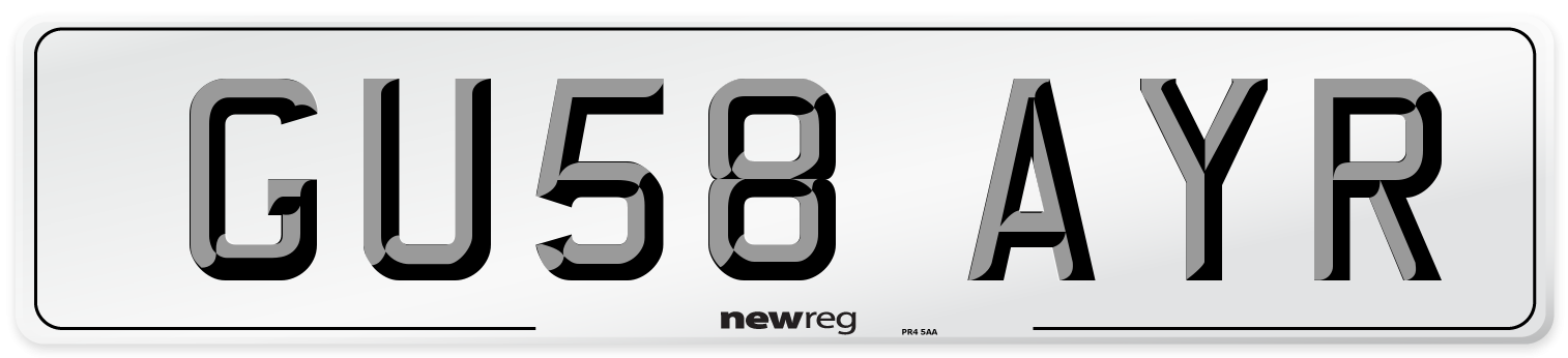 GU58 AYR Number Plate from New Reg